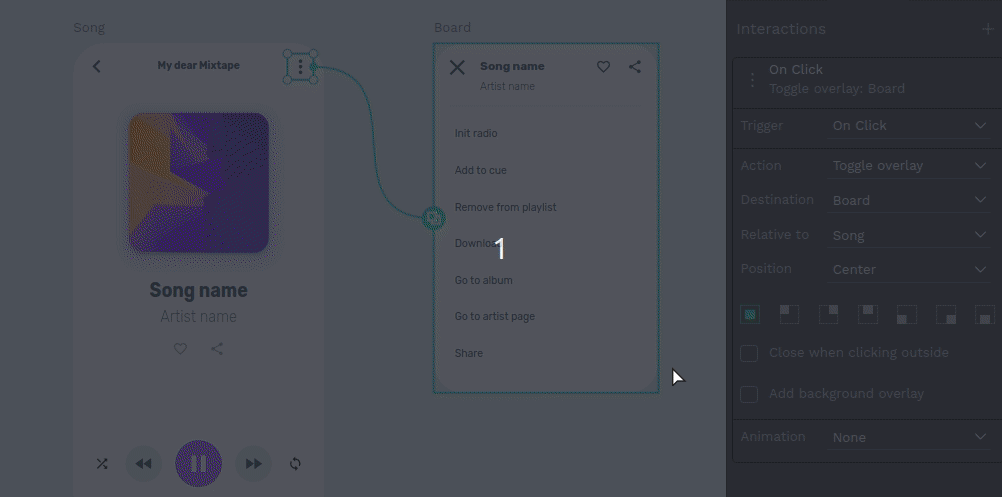 Animation of prototyping-overlay made with Penpot