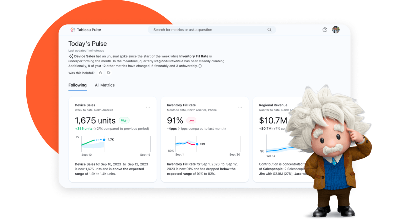 Composite image of Einstein and Tableau AI tools