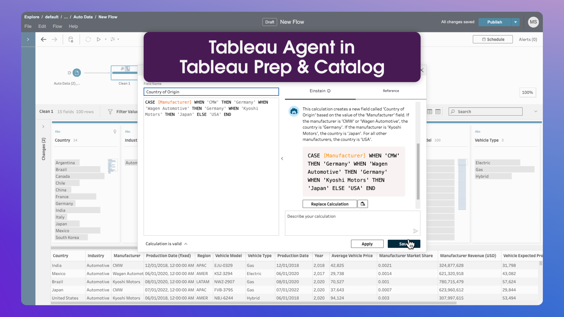 Tableau Agent in Tableau Prep & Catalog